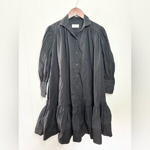 Unlabel black long sleeve button down dress ruffled babydoll shirt dress 10 girl